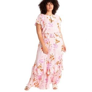 Eloquii Pink Floral Maxi Dress